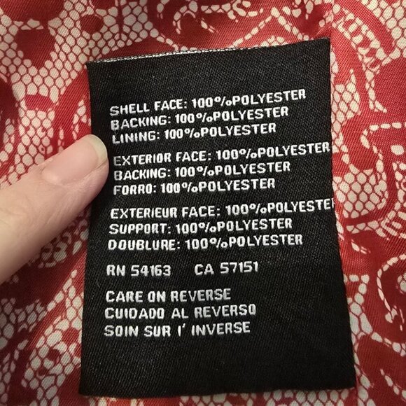 Guess Red Fitted Water Resistant Wing Collar Zip Front Coat Sz S - Picture 9 of 11